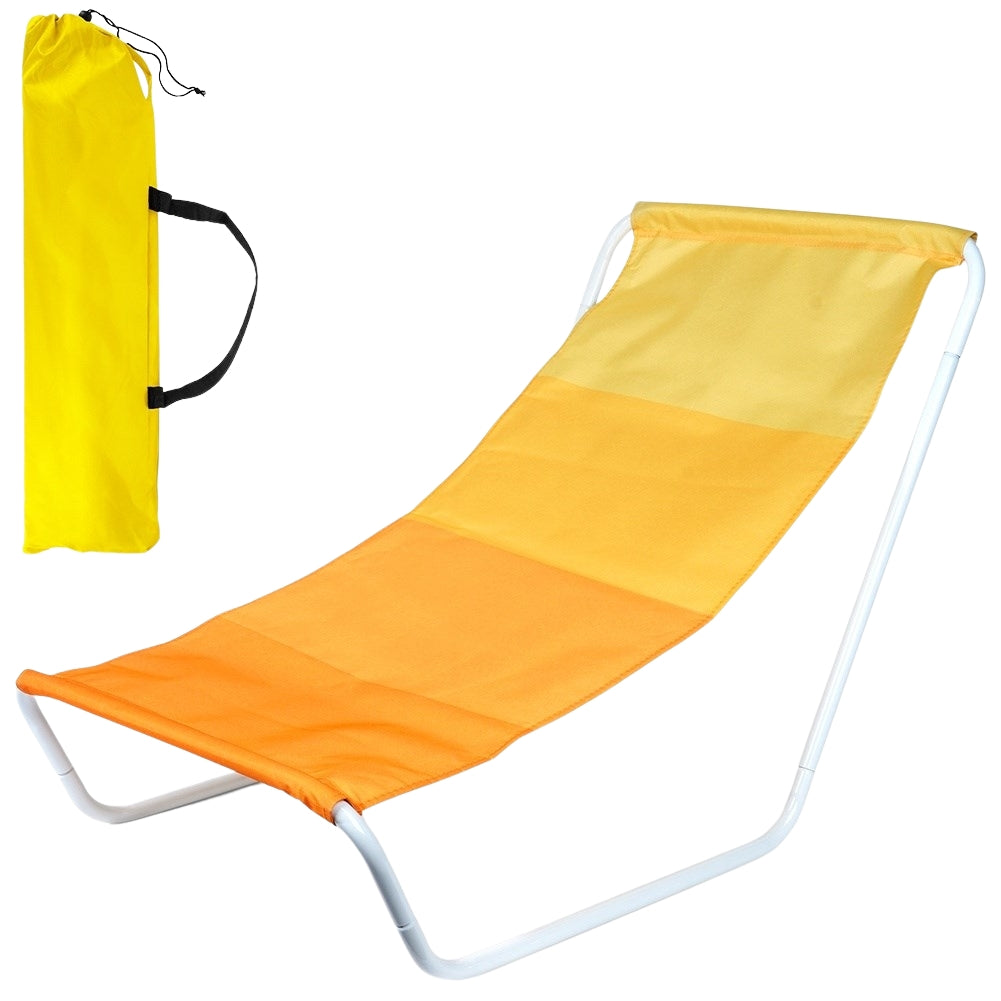 Folding beach chair with metal frame and carry bag