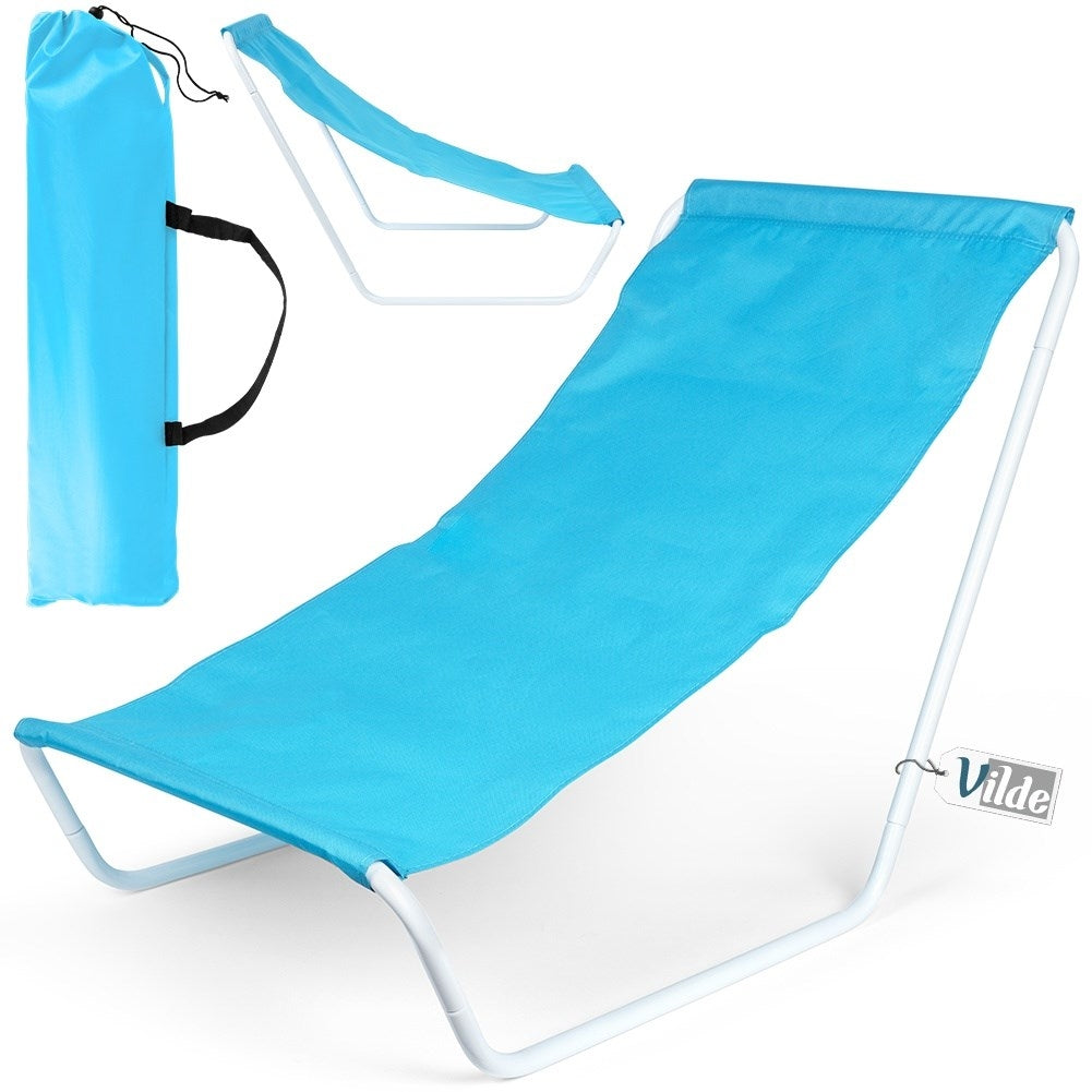 Folding beach chair with metal frame and carry bag