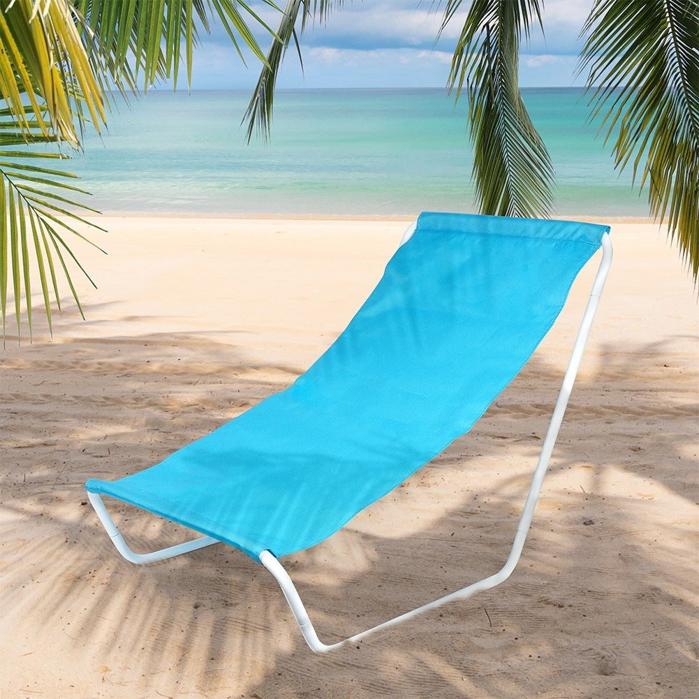 Folding beach chair with metal frame and carry bag