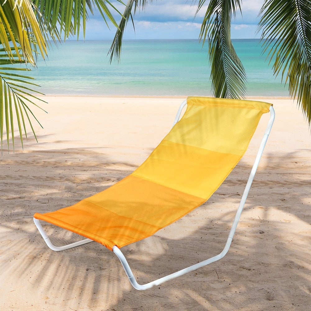 Folding beach chair with metal frame and carry bag