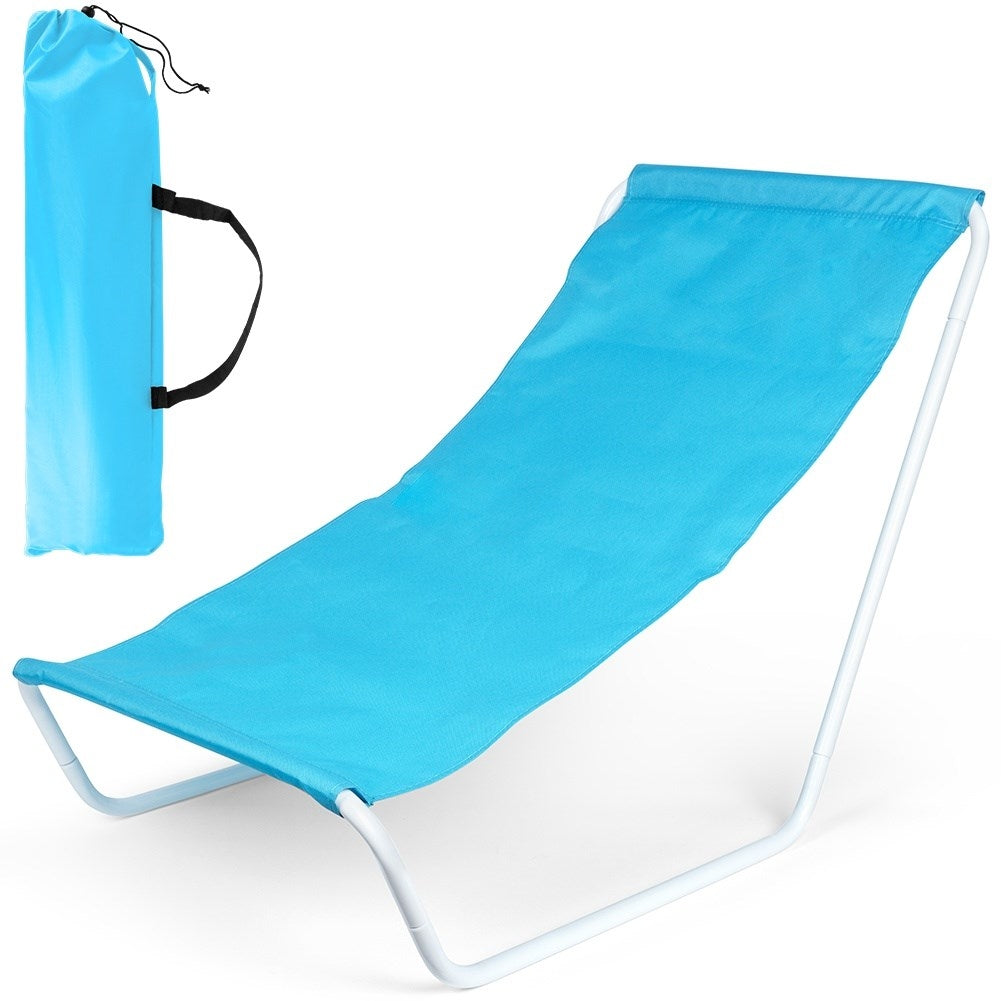 Folding beach chair with metal frame and carry bag