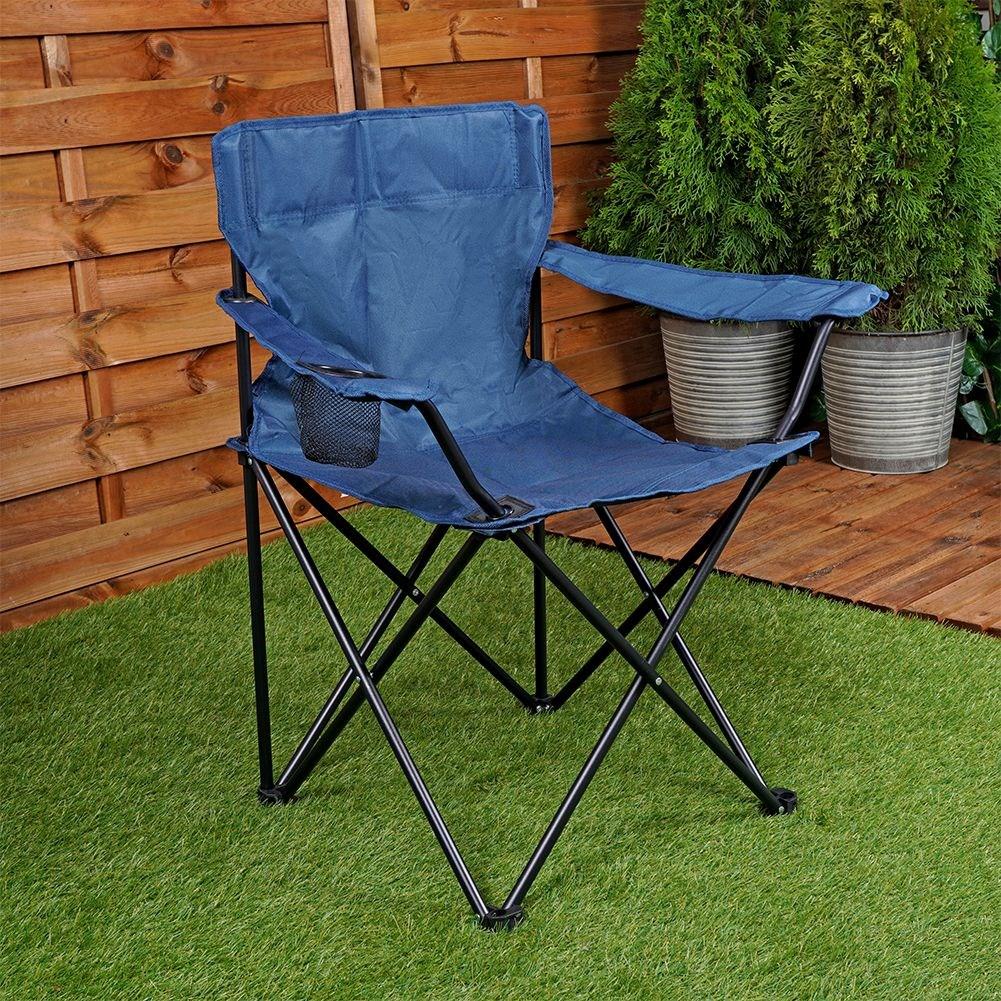 Folding camping chair for beach and fishing, durable metal frame