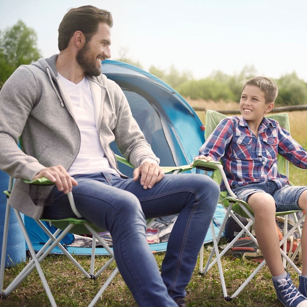 Folding camping chair for beach and fishing, durable metal frame