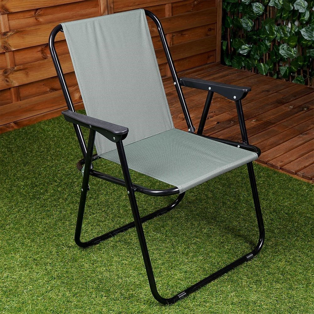 Folding camping chair for beach and fishing with armrests