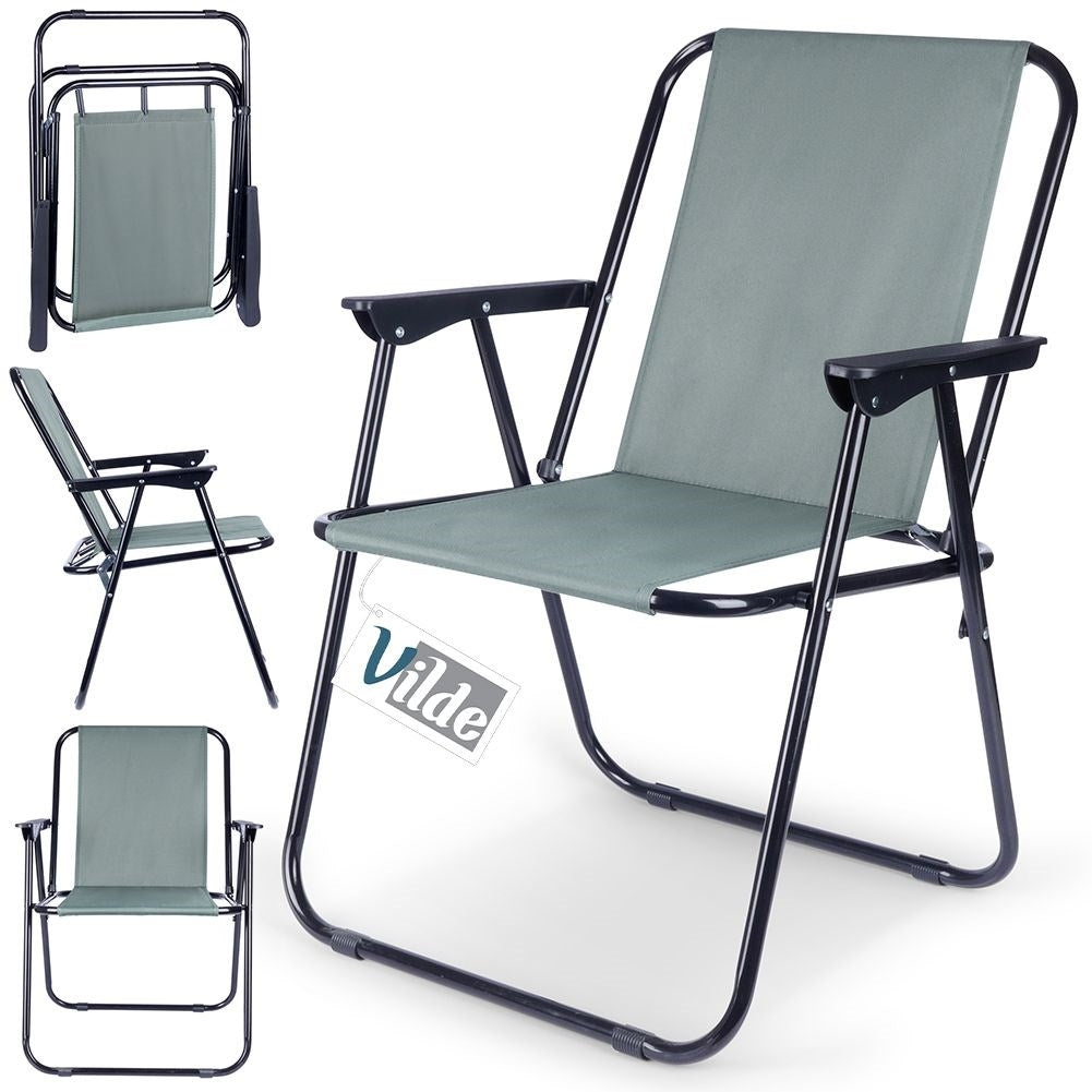 Folding camping chair for beach and fishing with armrests