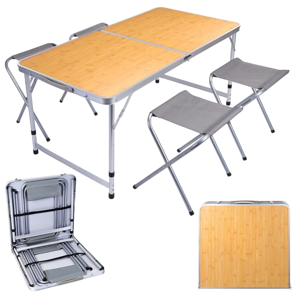 Folding camping furniture set: table & 4 chairs, weatherproof