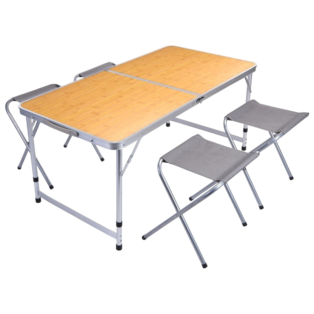 Folding camping furniture set: table & 4 chairs, weatherproof