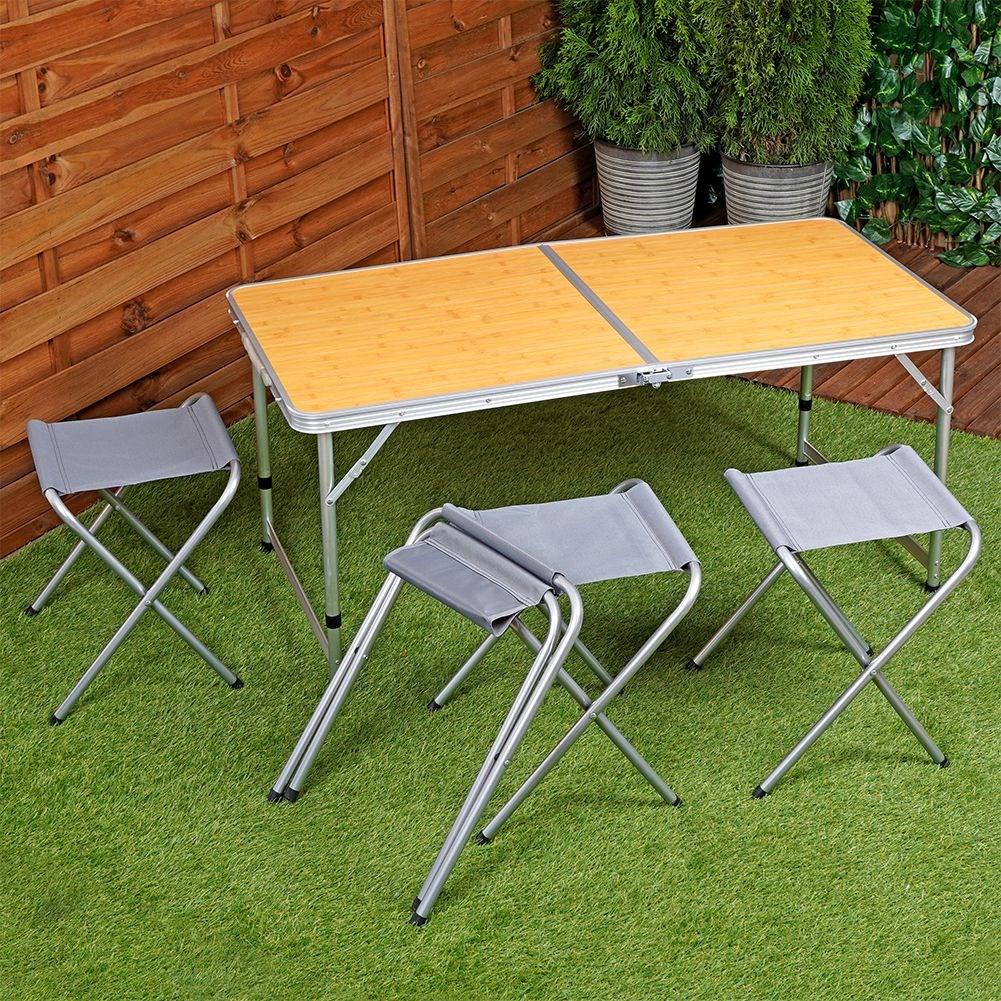 Folding camping furniture set: table & 4 chairs, weatherproof
