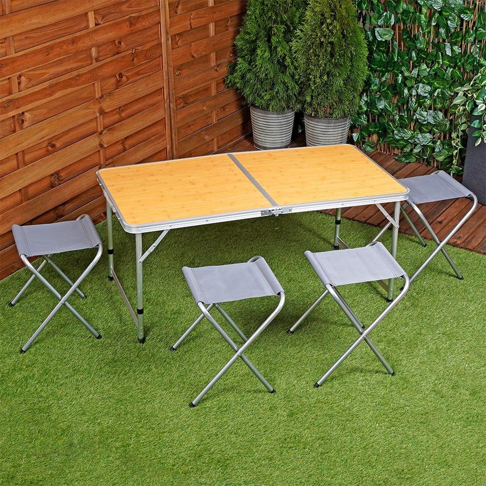 Folding camping furniture set: table & 4 chairs, weatherproof