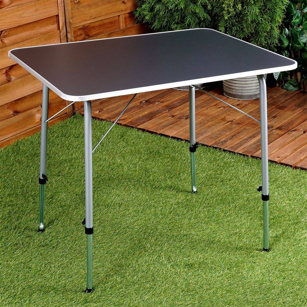 Folding camping table for travel, weatherproof, metal legs