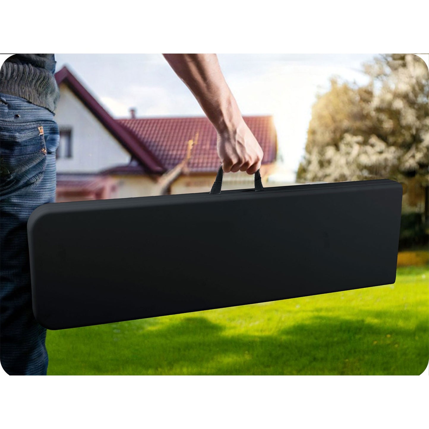 Folding catering garden bench 180 cm Plonos black