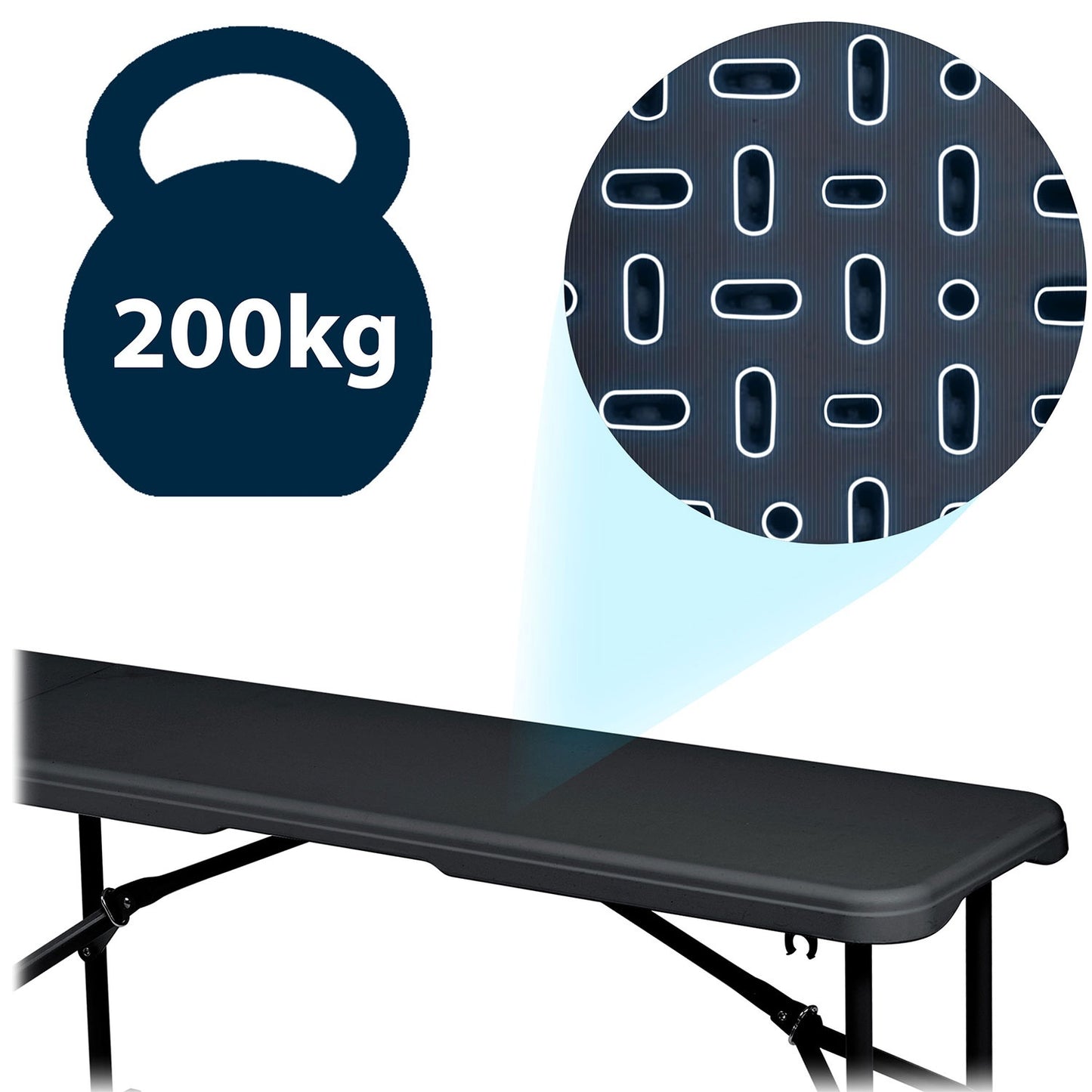 Folding catering garden bench 180 cm Plonos black