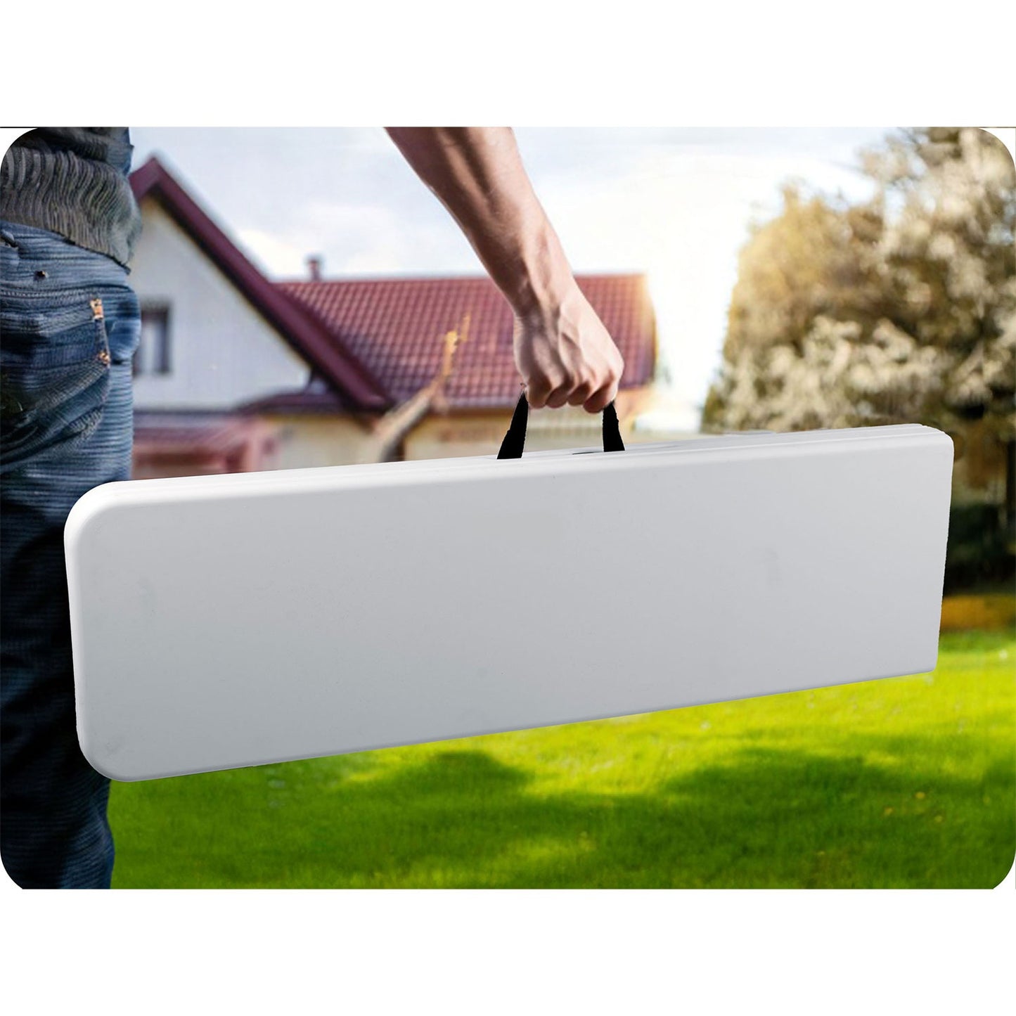 Folding catering garden bench 180 cm Plonos white