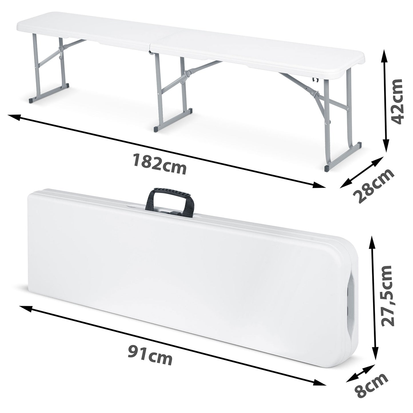 Folding catering garden bench 180 cm Plonos white