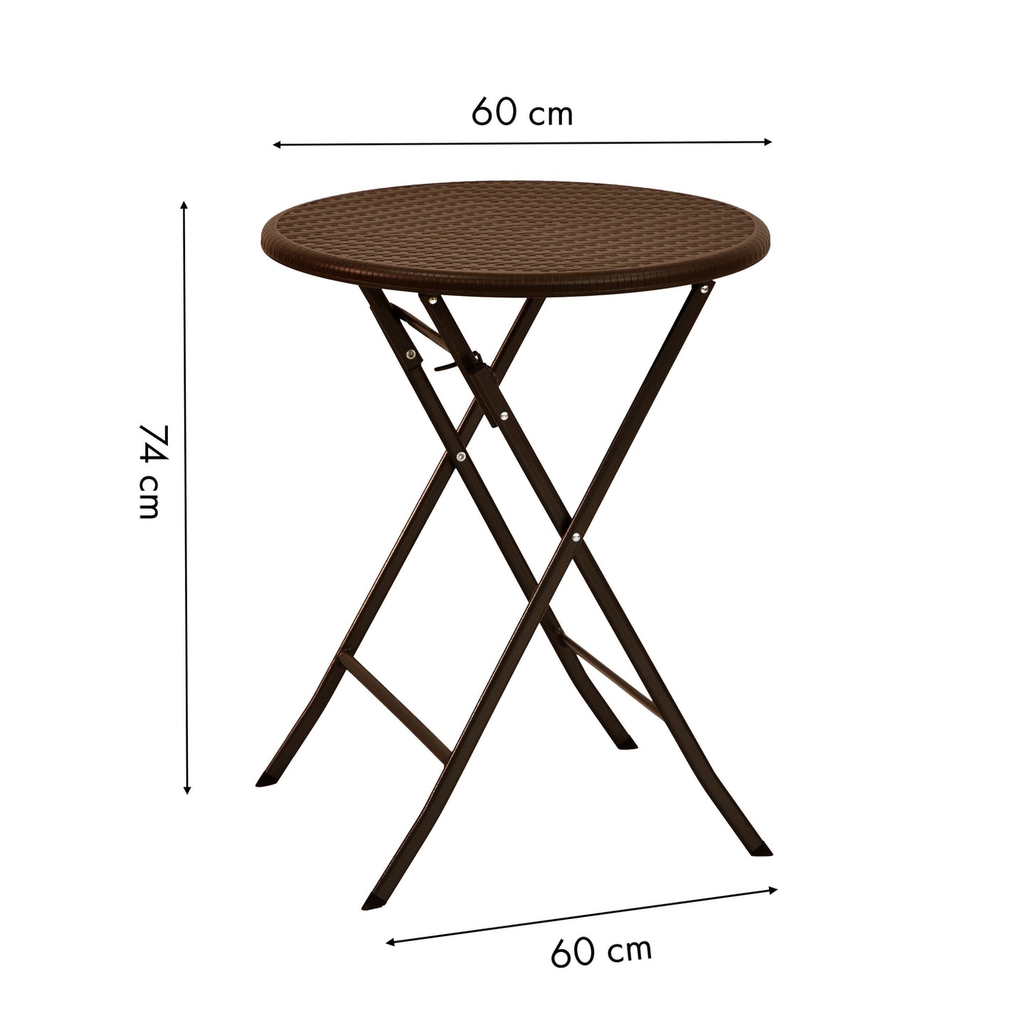 Folding coffee table, rattan garden table, 60 cm