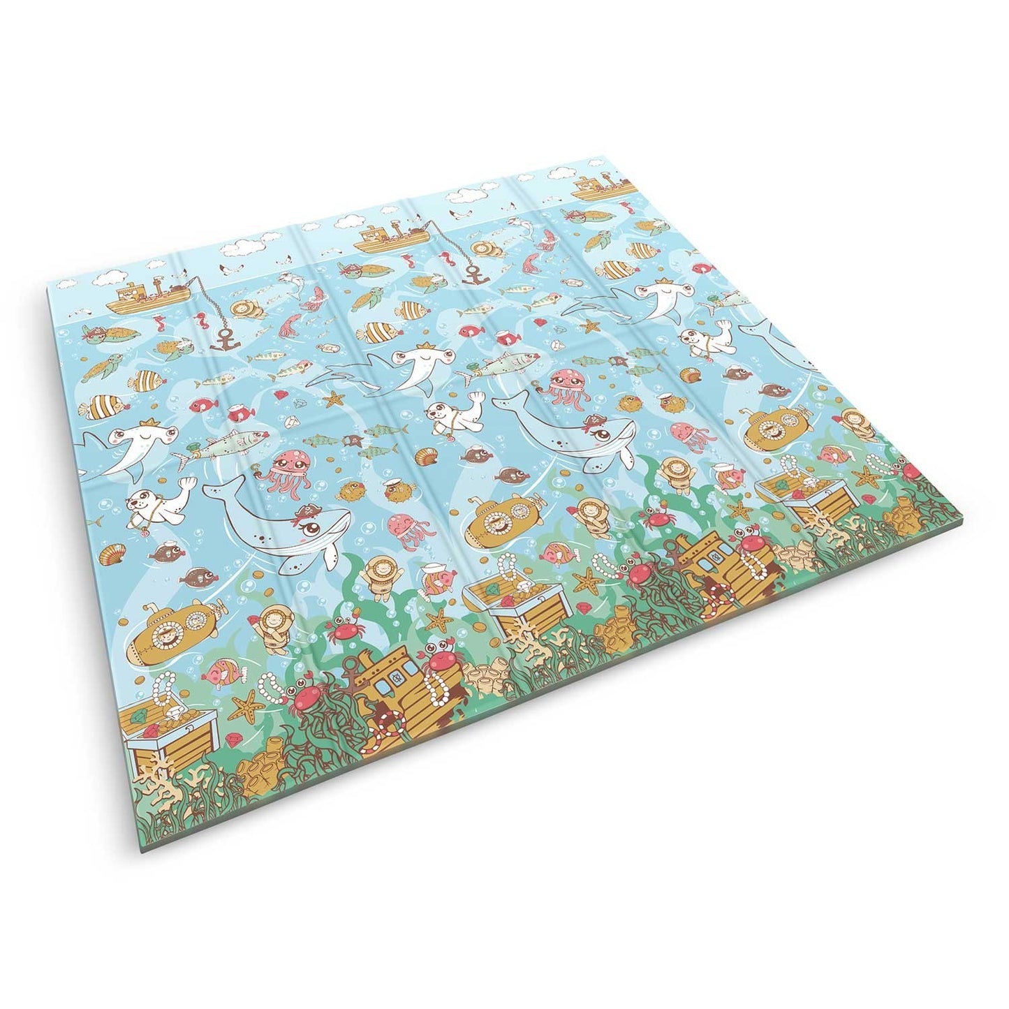 Folding foam mat 200 x 180 x 1 cm Nukido NK-340 Ocean & Numbers