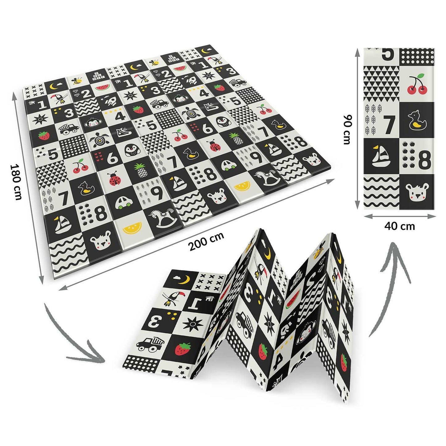 Folding foam mat 200 x 180 x 1 cm Nukido NK-340 Ocean & Numbers