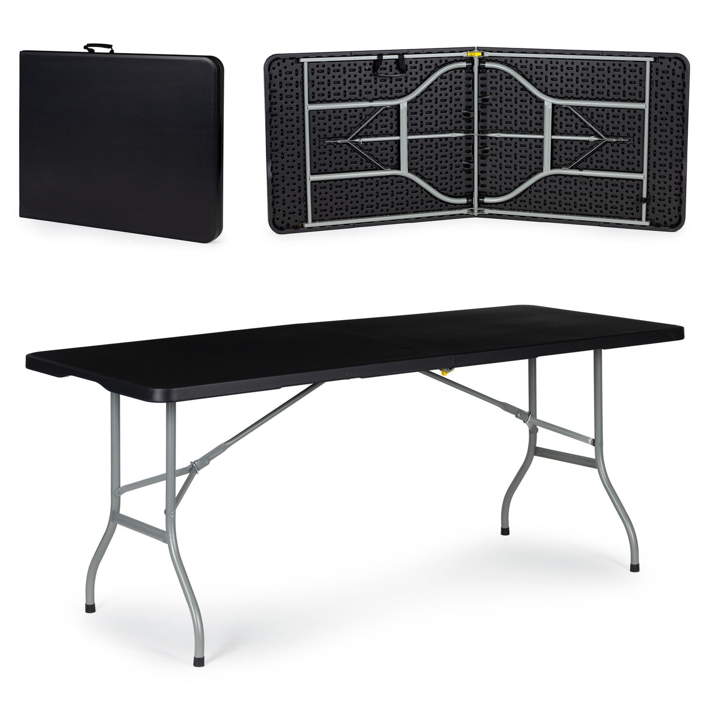 Folding garden banquet catering table 180cm - black