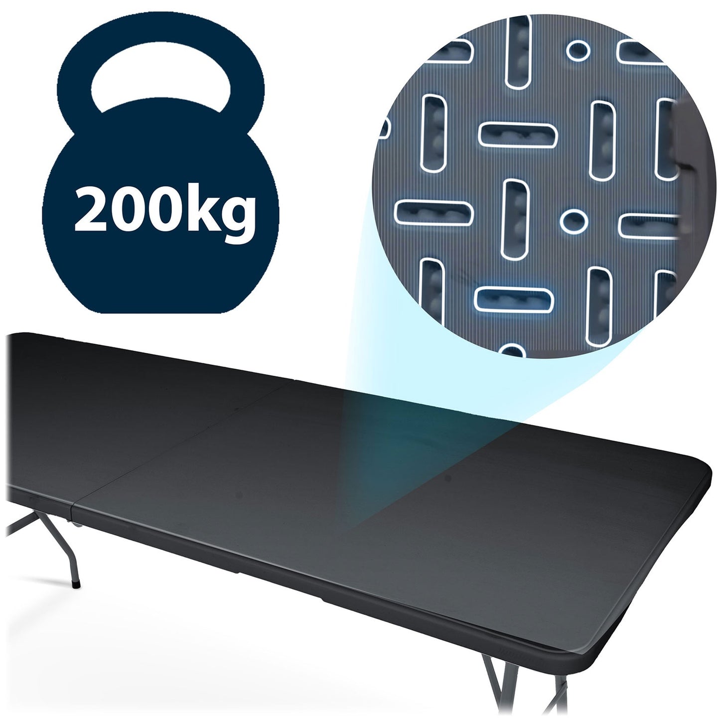 Folding garden catering table 180 cm Plonos black