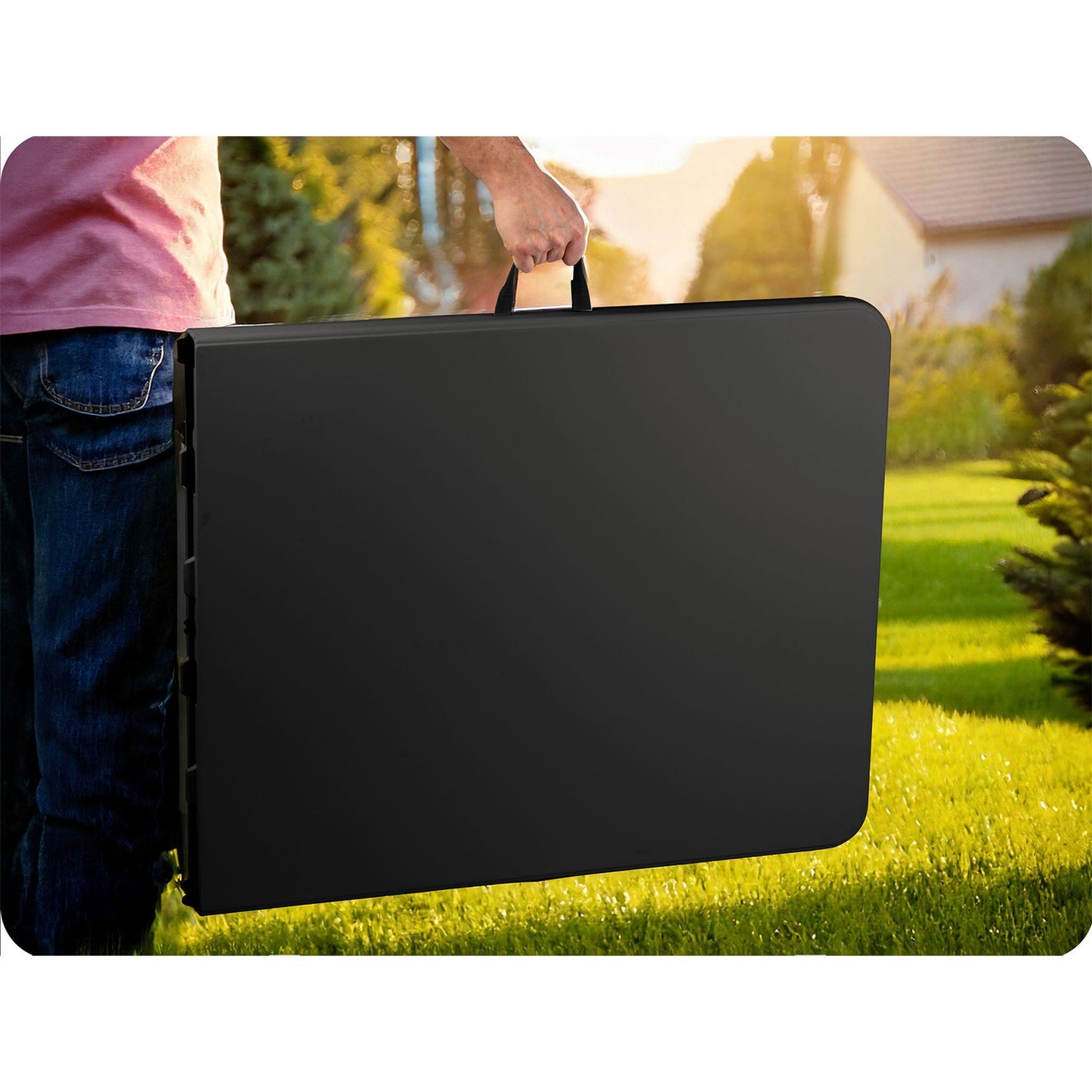 Folding garden catering table 180 cm Plonos black