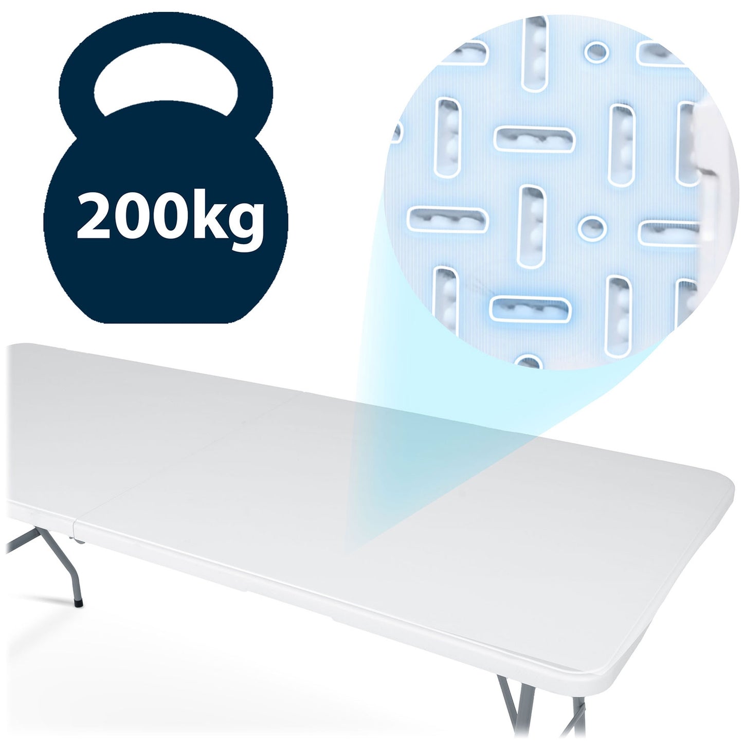 Folding garden catering table 180 cm Plonos white