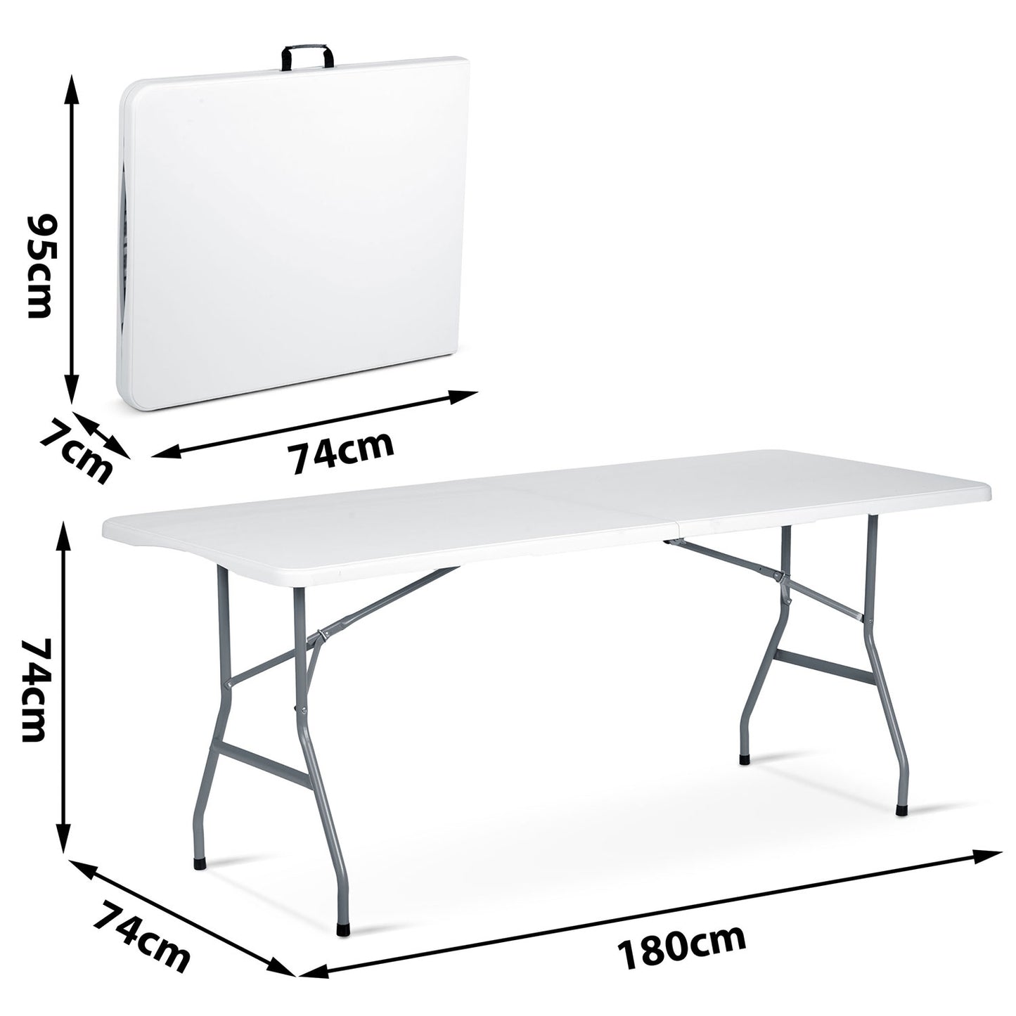 Folding garden catering table 180 cm Plonos white