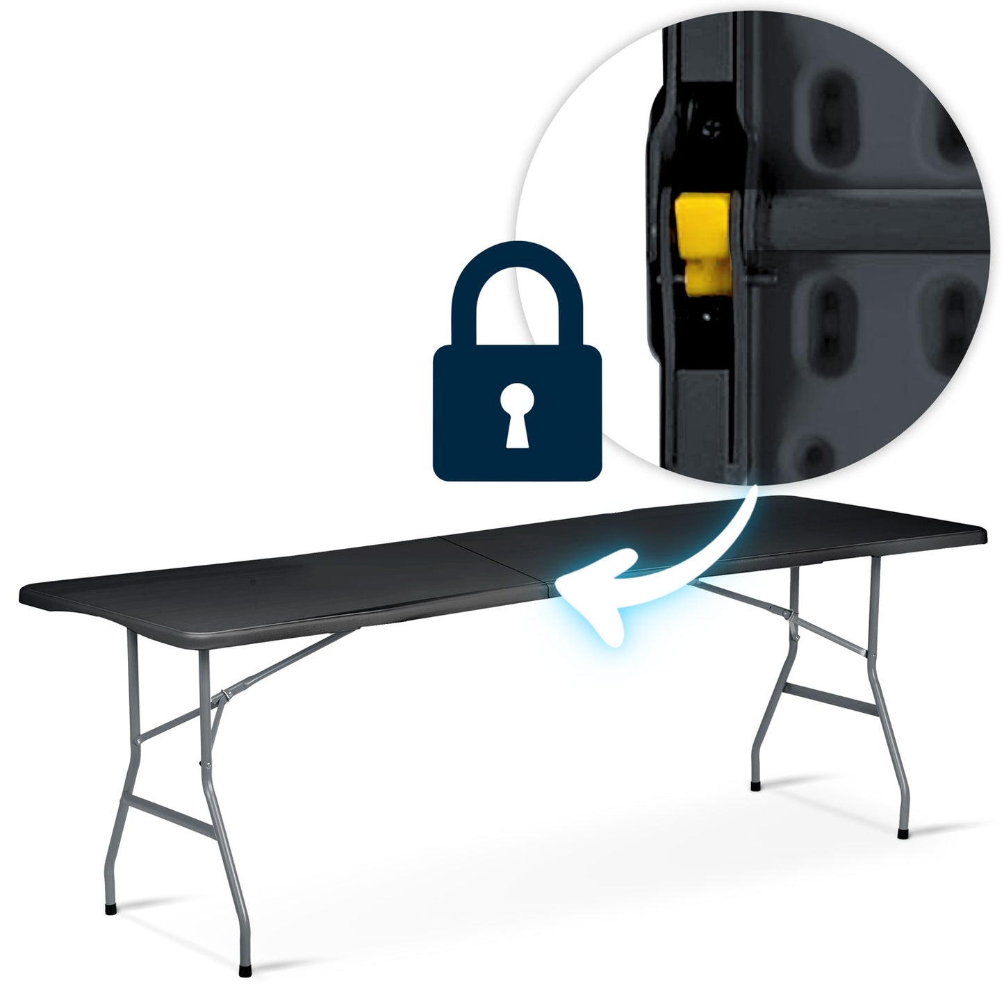 Folding garden catering table 244 cm Plonos black