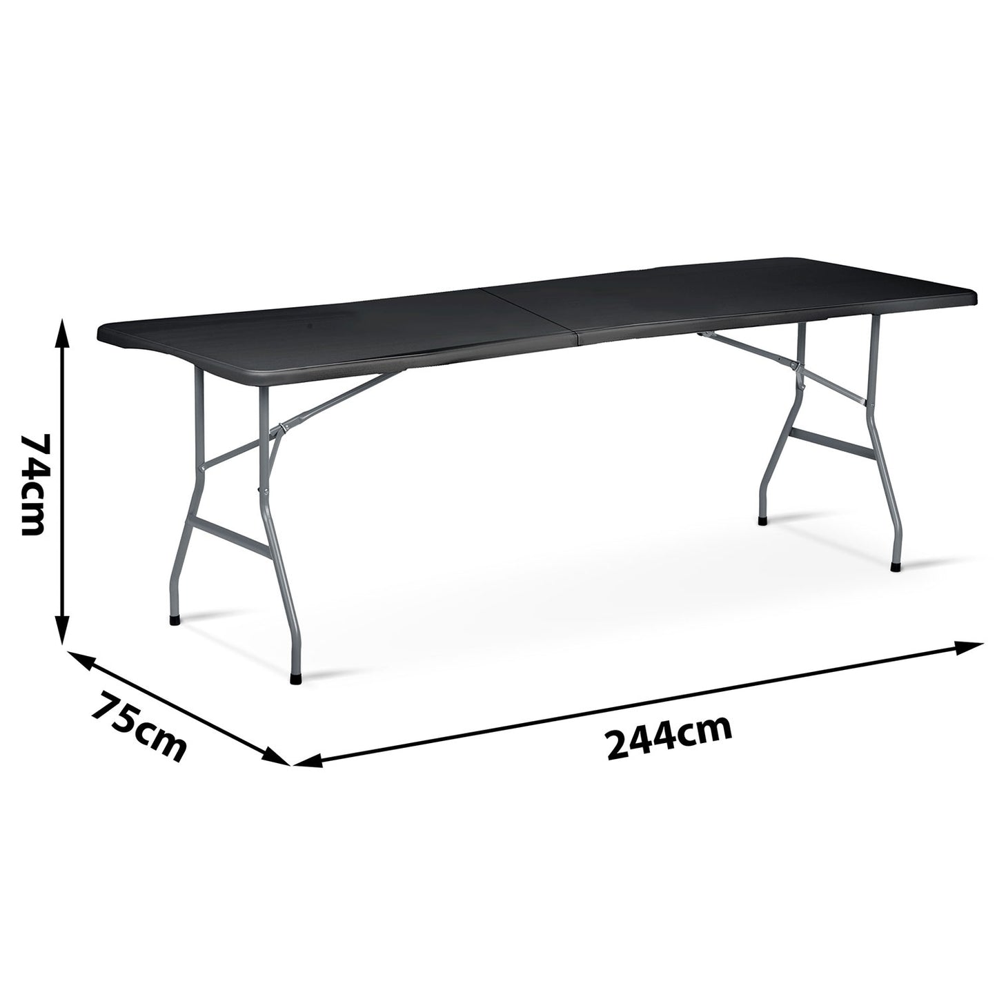 Folding garden catering table 244 cm Plonos black
