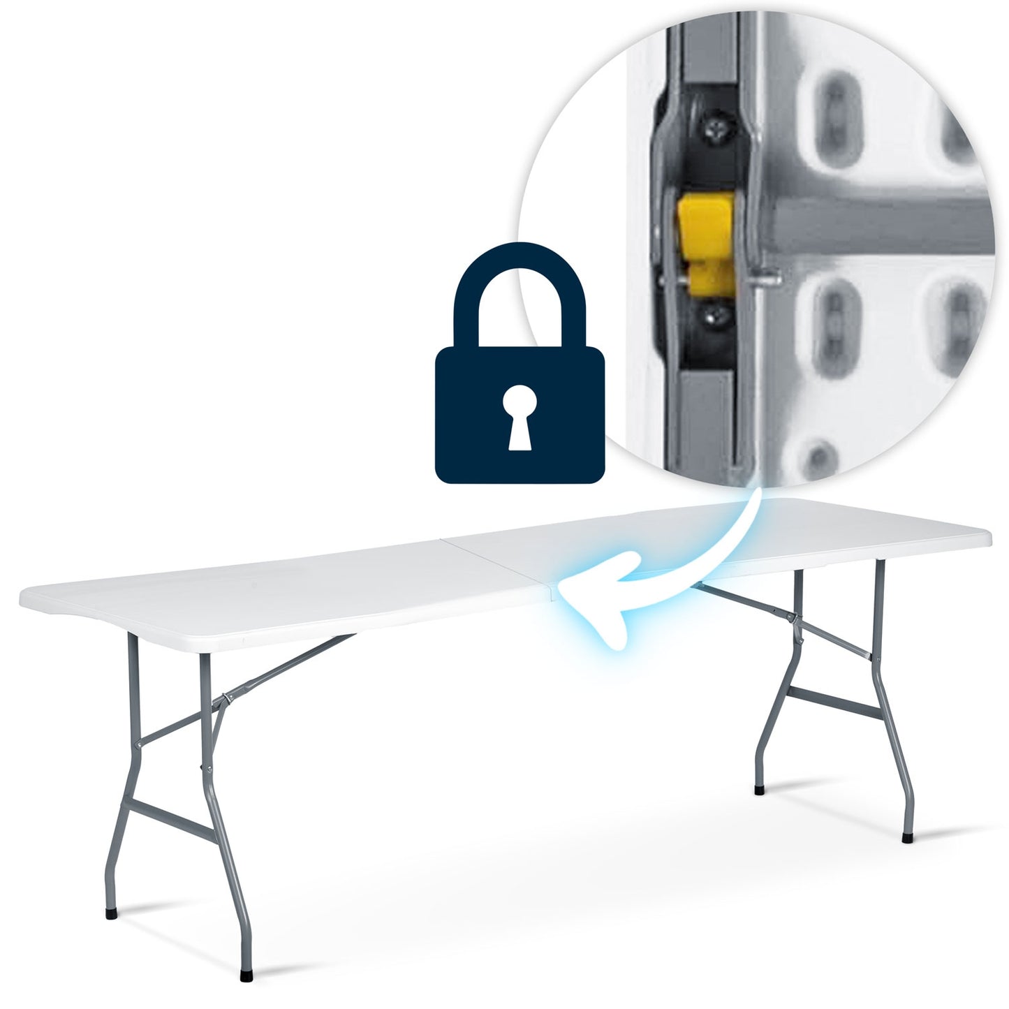 Folding garden catering table 244 cm Plonos white