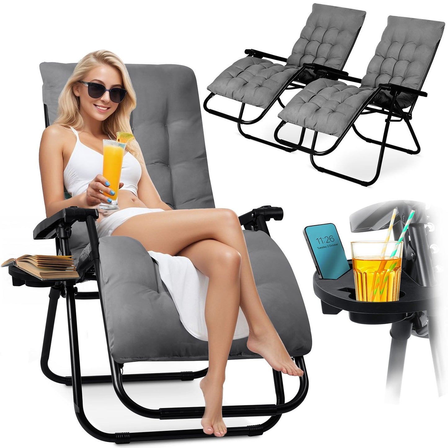 Folding garden chair with cushion Sofotel ChillWell - Set of 2