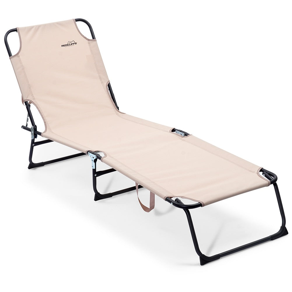Folding garden lounger beige