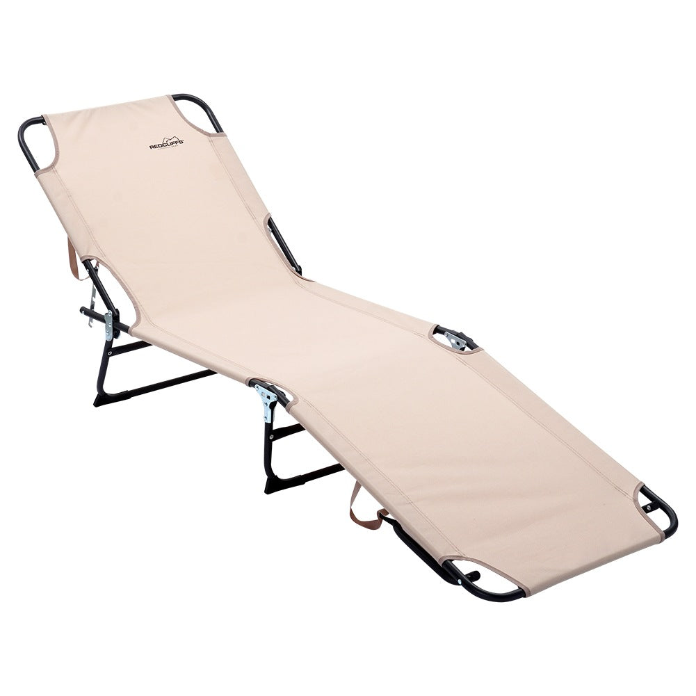 Folding garden lounger beige