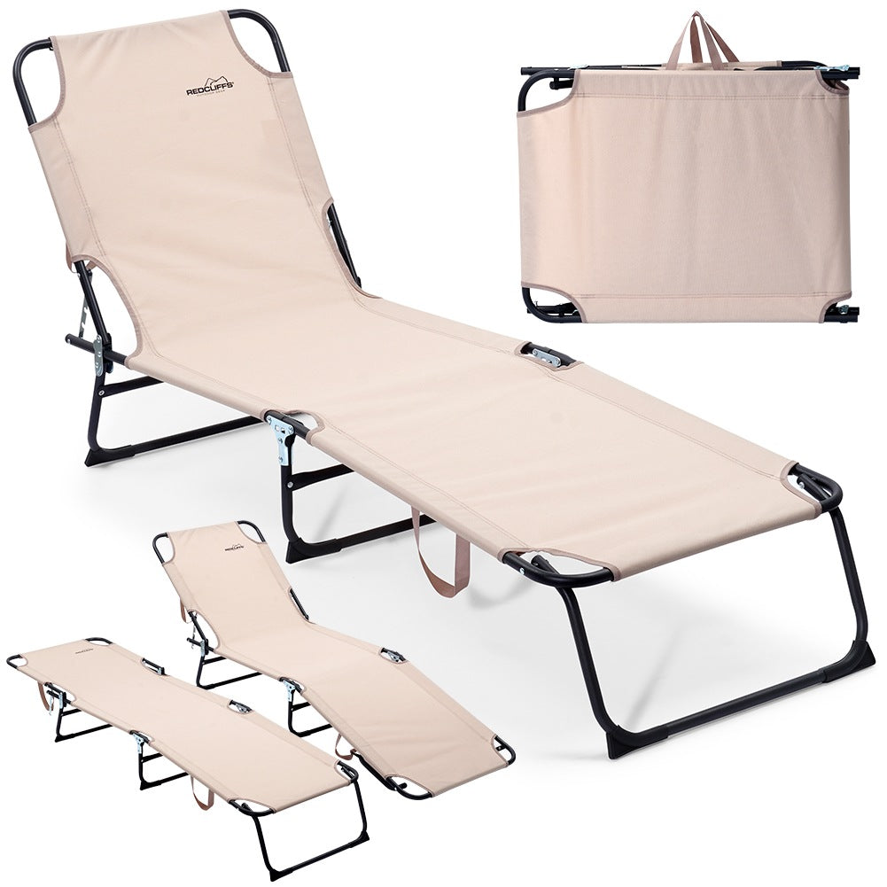 Folding garden lounger beige