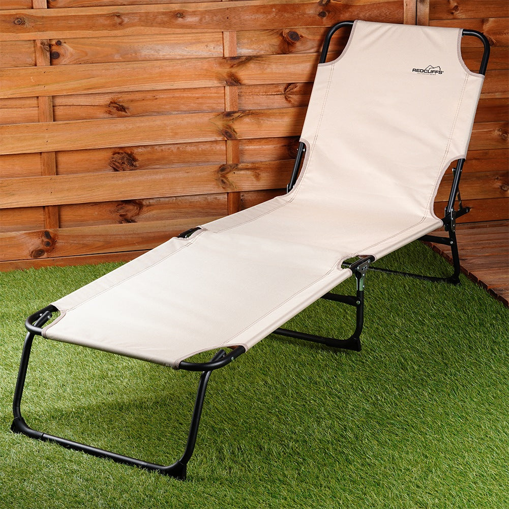 Folding garden lounger beige