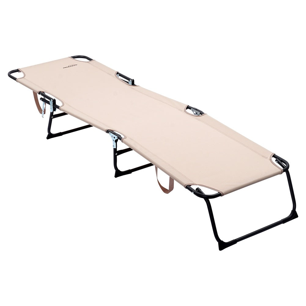 Folding garden lounger beige