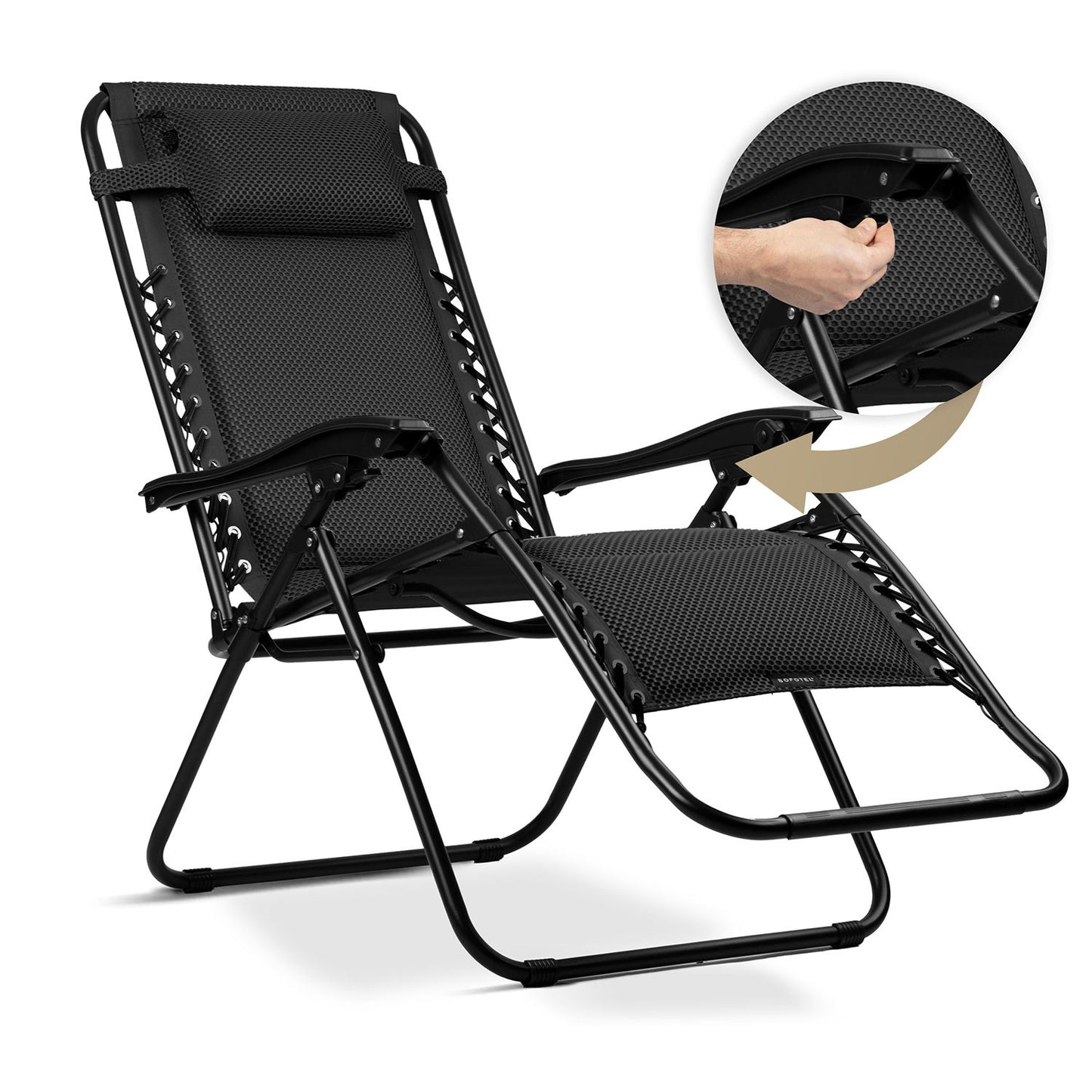 Folding garden lounger with cushion Sofotel ChillWell Soft black