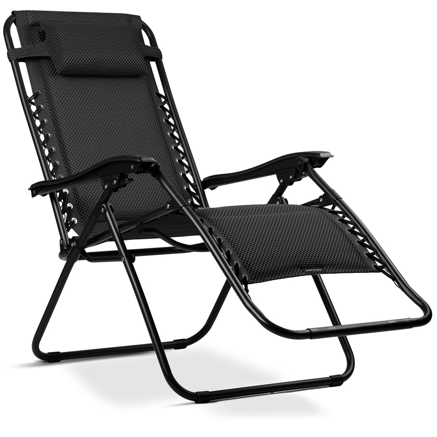 Folding garden lounger with cushion Sofotel ChillWell Soft black