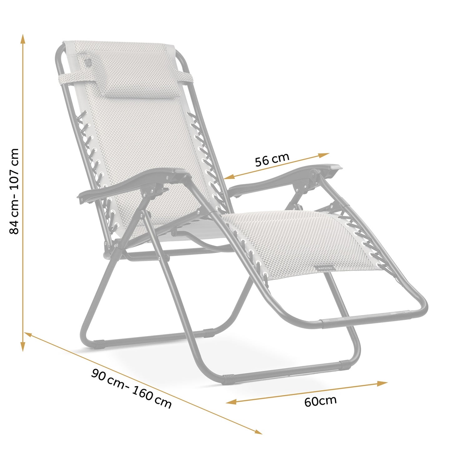 Folding garden lounger with cushion Sofotel ChillWell Soft gray