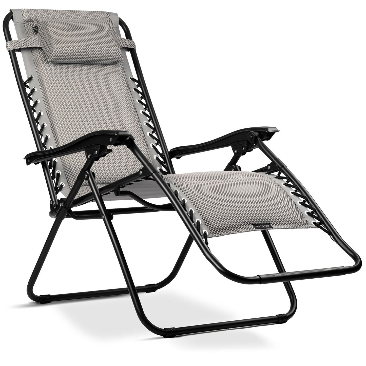 Folding garden lounger with cushion Sofotel ChillWell Soft gray