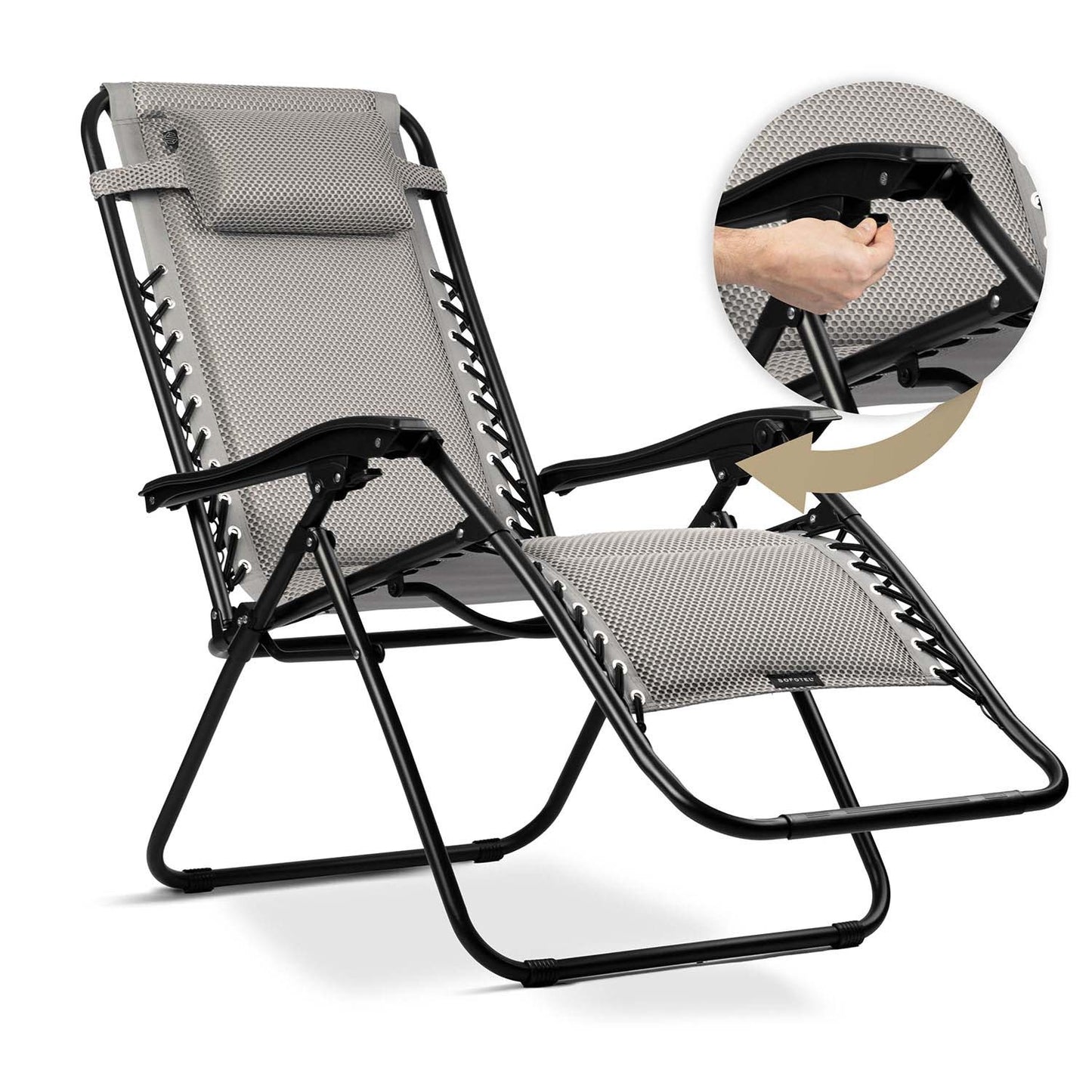 Folding garden lounger with cushion Sofotel ChillWell Soft gray