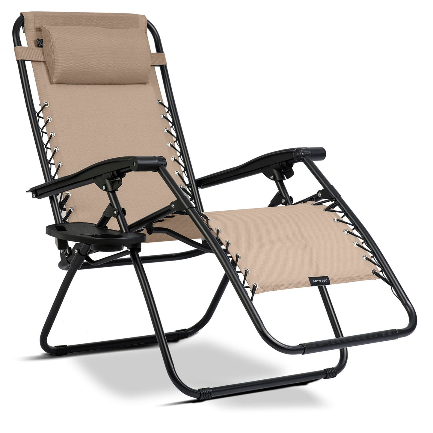 Folding garden lounger with cushion Sofotel ChillWell beige