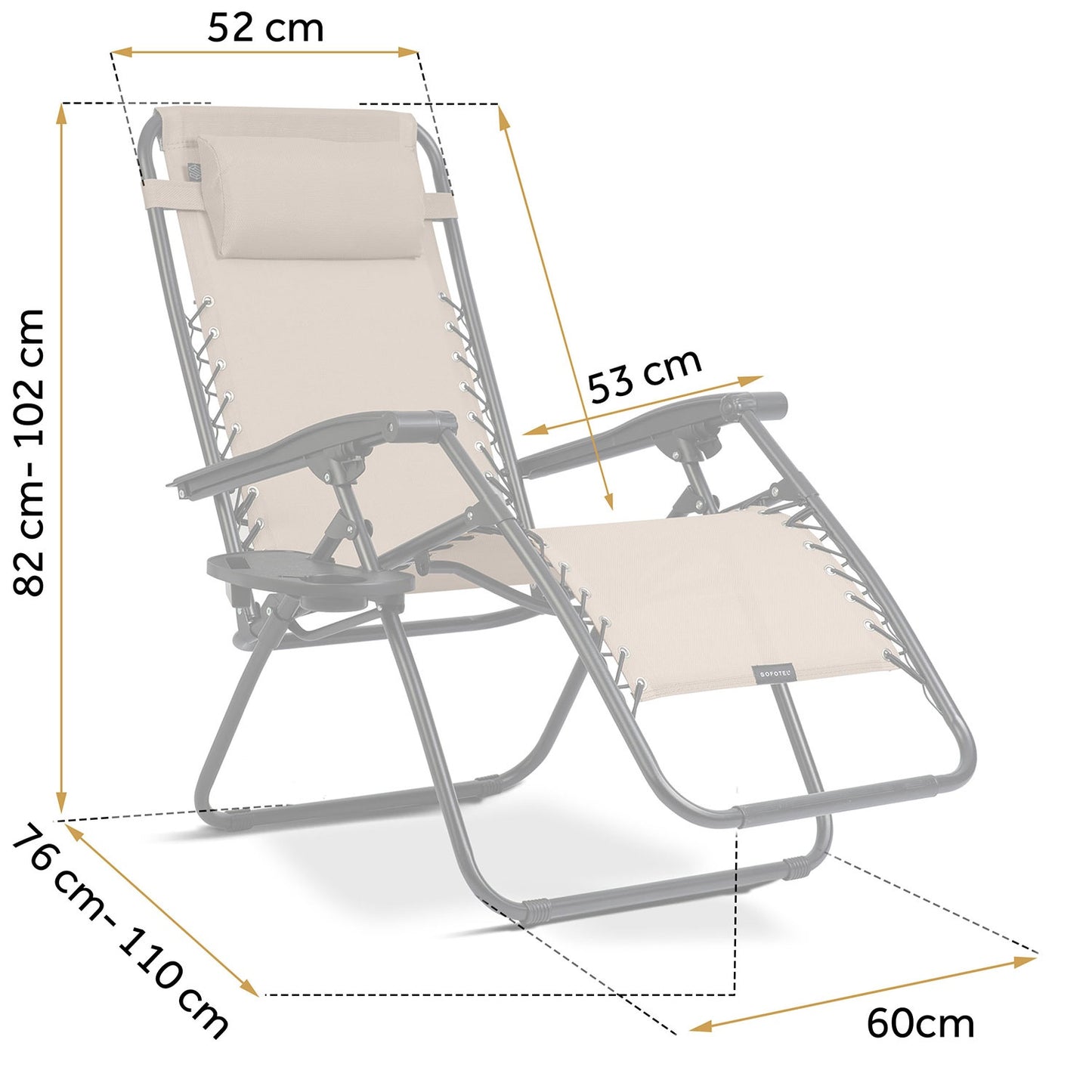 Folding garden lounger with cushion Sofotel ChillWell beige