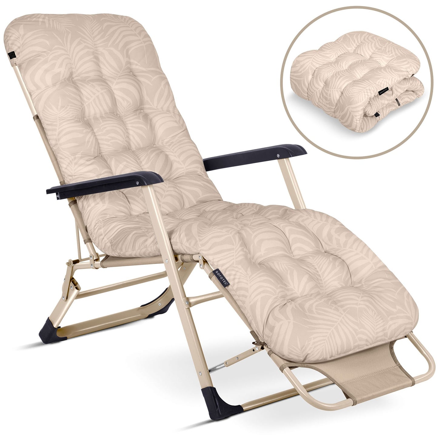 Folding garden lounger with cushion Sofotel ChillWell beige