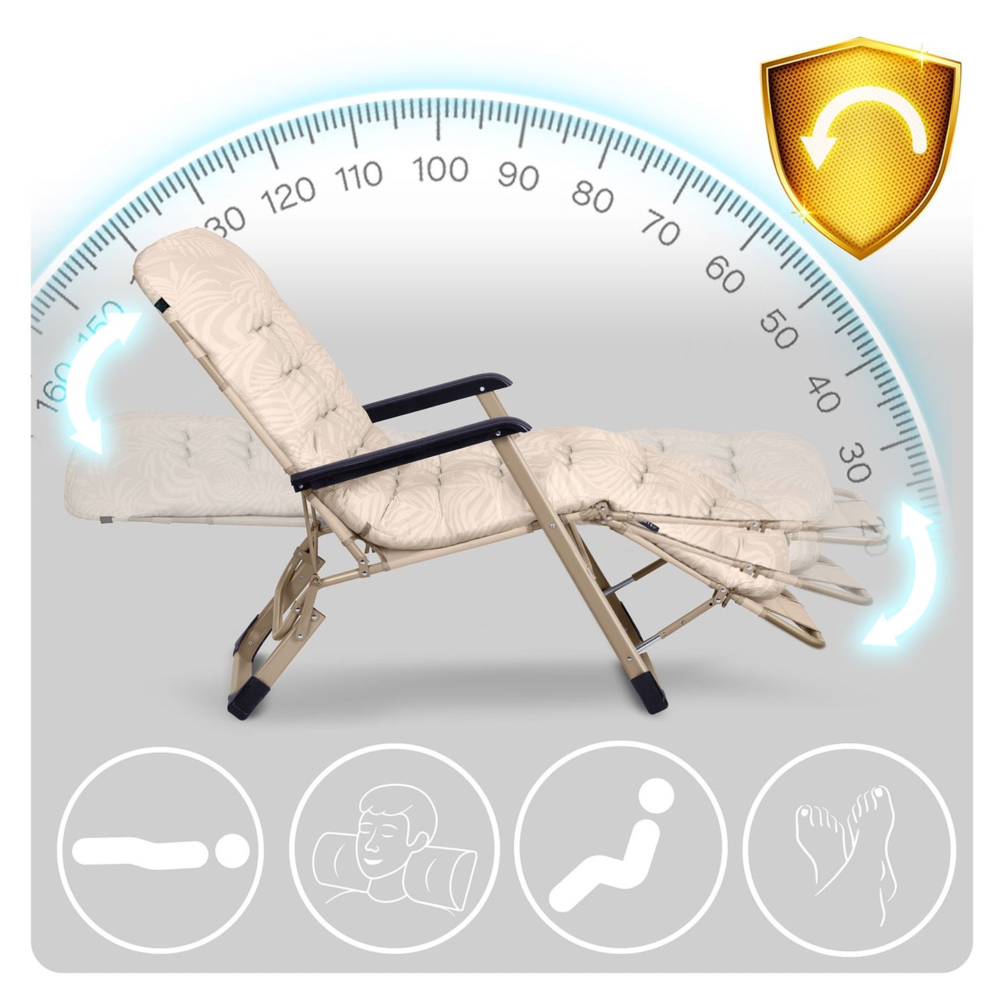Folding garden lounger with cushion Sofotel ChillWell beige
