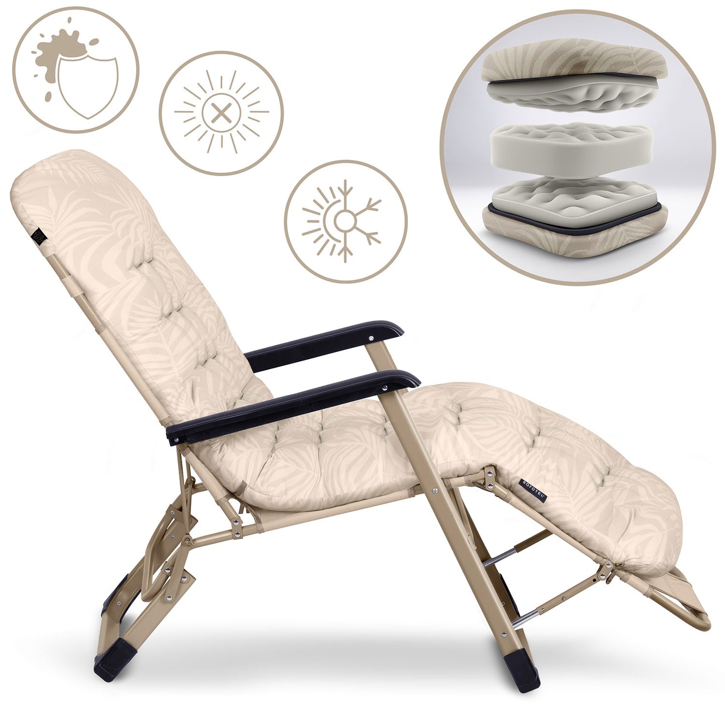 Folding garden lounger with cushion Sofotel ChillWell beige