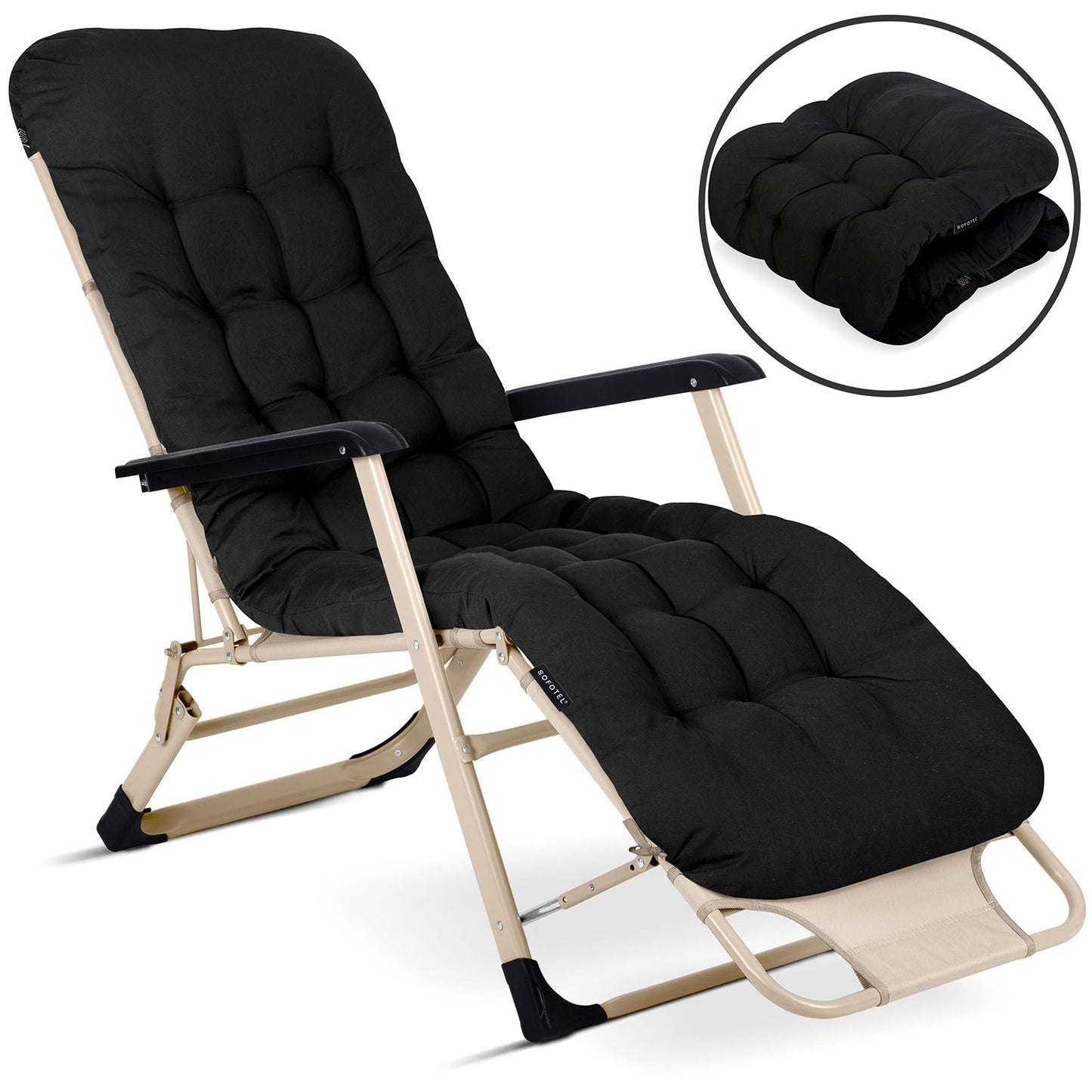 Folding garden lounger with cushion Sofotel ChillWell black