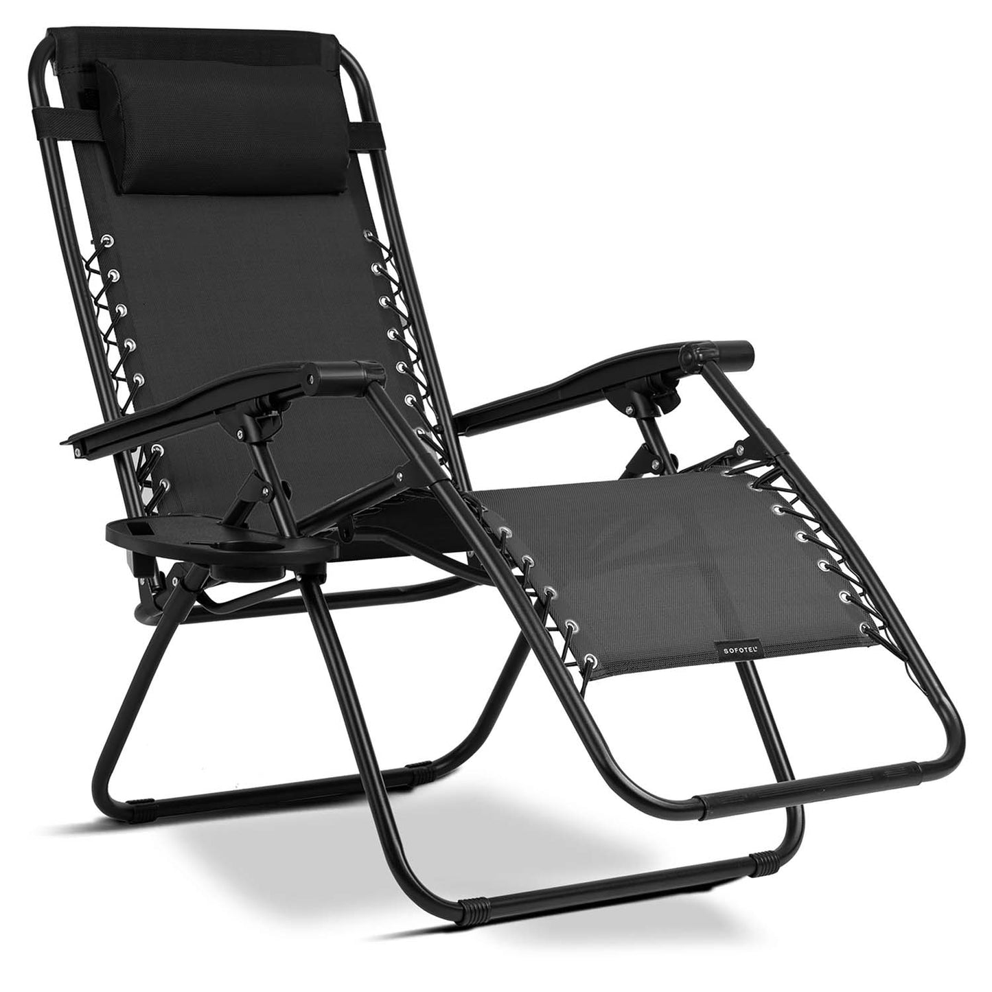 Folding garden lounger with cushion Sofotel ChillWell black