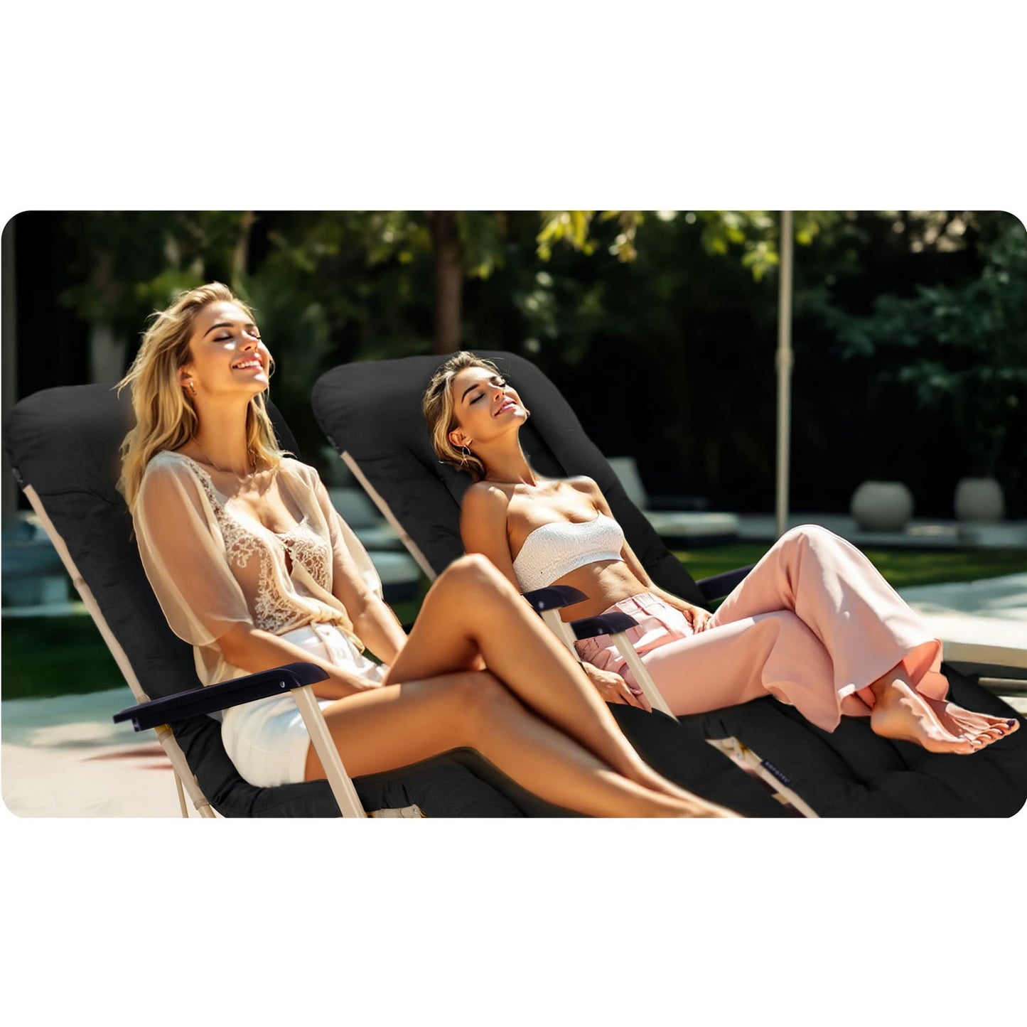 Folding garden lounger with cushion Sofotel ChillWell black