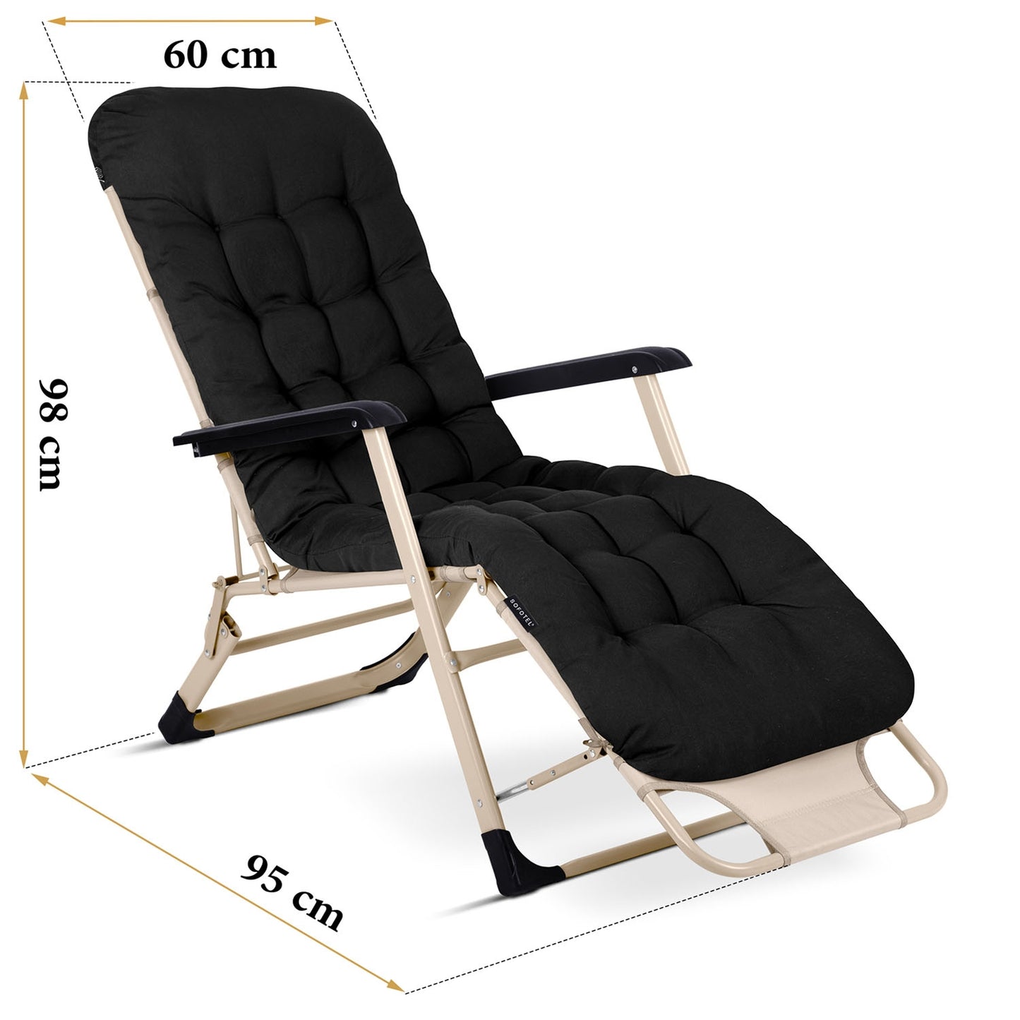 Folding garden lounger with cushion Sofotel ChillWell black