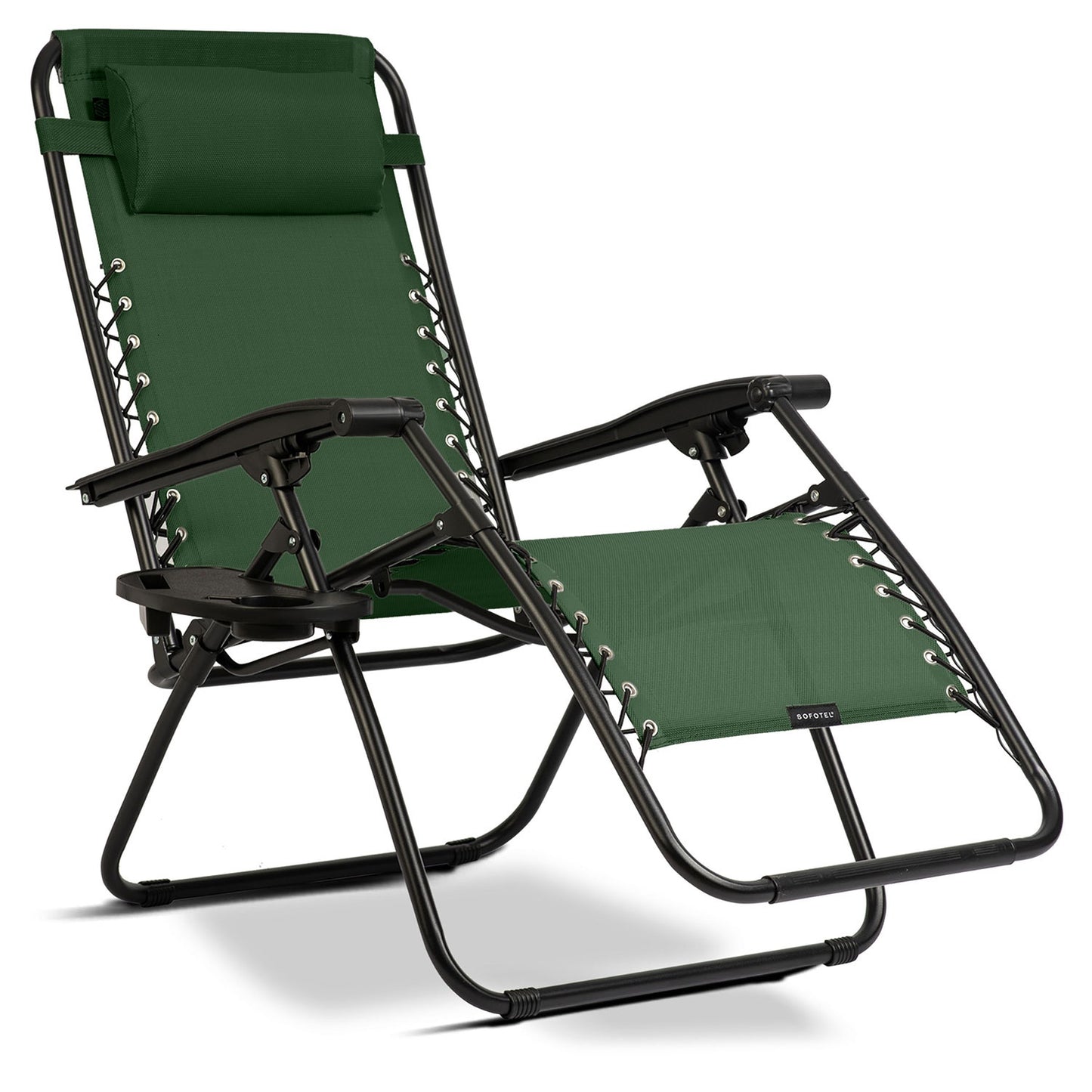 Folding garden lounger with cushion Sofotel ChillWell green